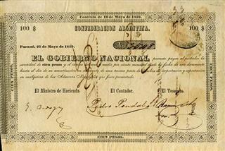 Billetes Argentinos - Confederación Argentina - El Gobierno Nacional.
