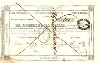 Billetes Argentinos - Confederación Argentina - El Gobierno Nacional.